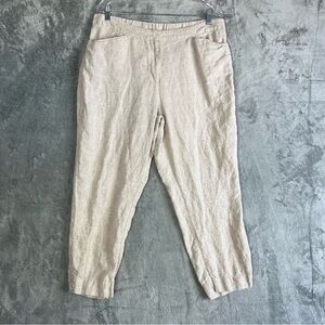 Chicos 100% Linen Stretchy Waist Band 2.5 14 Lagenlook Coastal Grandma Neutral